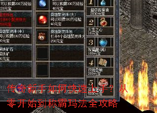 传奇新手如何快速上手?从零开始到称霸玛法全攻略 传奇新手如何快速上手?从零开始到称霸玛法全攻略