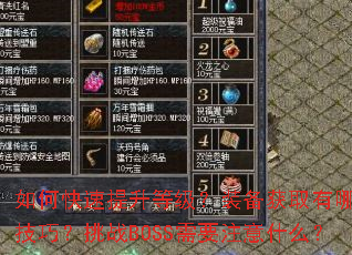 如何快速提升等级?装备获取有哪些技巧?挑战BOSS需要注意什么? 如何快速提升等级?装备获取有哪些技巧?挑战BOSS需要注意什么?