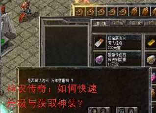 神农传奇:如何快速升级与获取神装? 神农传奇:如何快速升级与获取神装?